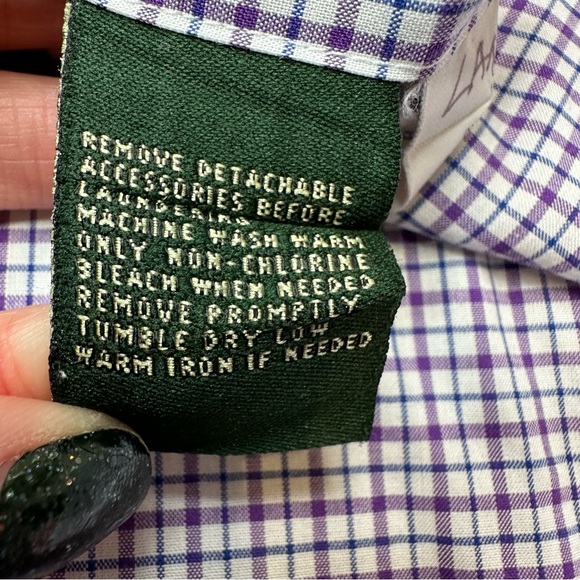 Ralph Lauren Button Down Shirt Mens Slim Fit Non Iron Collared Purple 16 34/35 - Picture 11 of 11